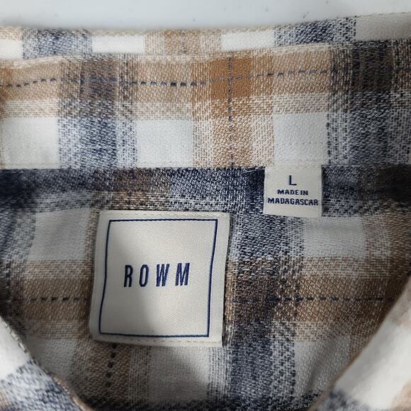 ROWN Brown Red Plaid PAIR Men's Short Sleeve Button Up Shirts NEW Large - Picture 6 of 6